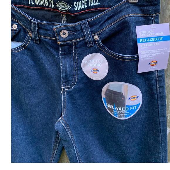 NEW NWT Dickie's Relaxed Fit Dark Wash Stretch Straight Leg Jeans Size 6 - Picture 8 of 8